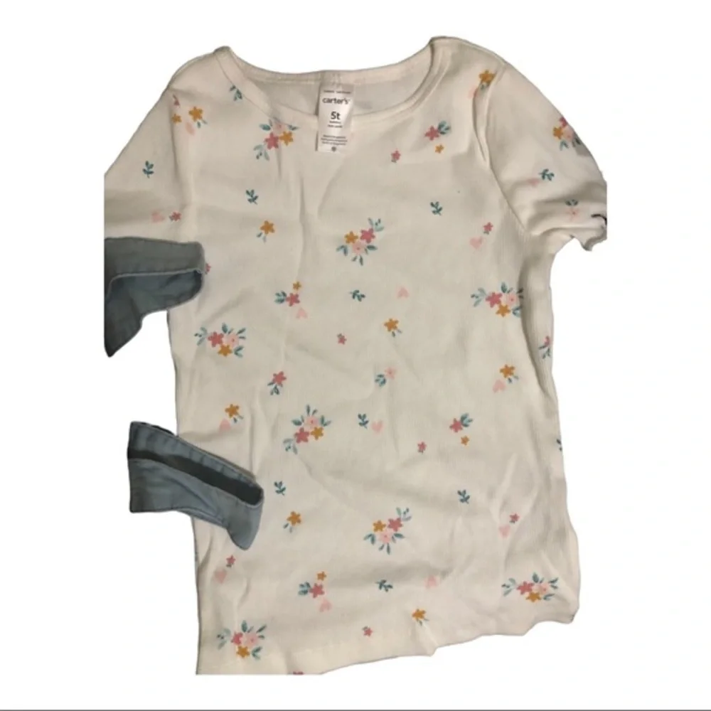2piece Carter’s‎ white tee and blue chambray jumper size 5T new